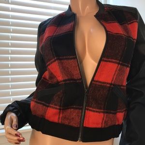 Plaid baseball jacket; NWOT; Size: Large